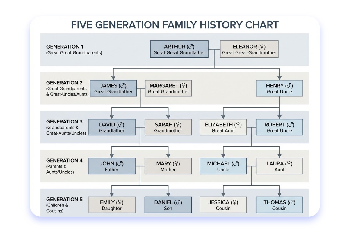 Build multi generation family trees in one view