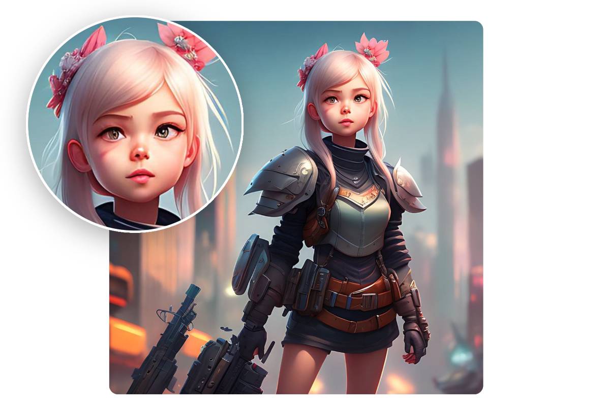 Cartoon 3d girl avatar with pink buns