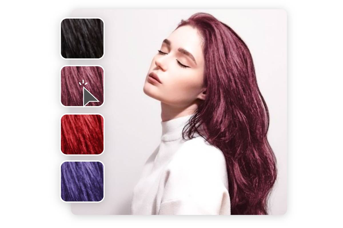 Change a female hair color with Fotors hair color changer