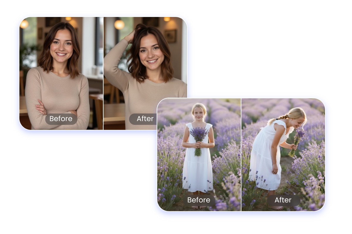 Change image poses for half body and full body shots
