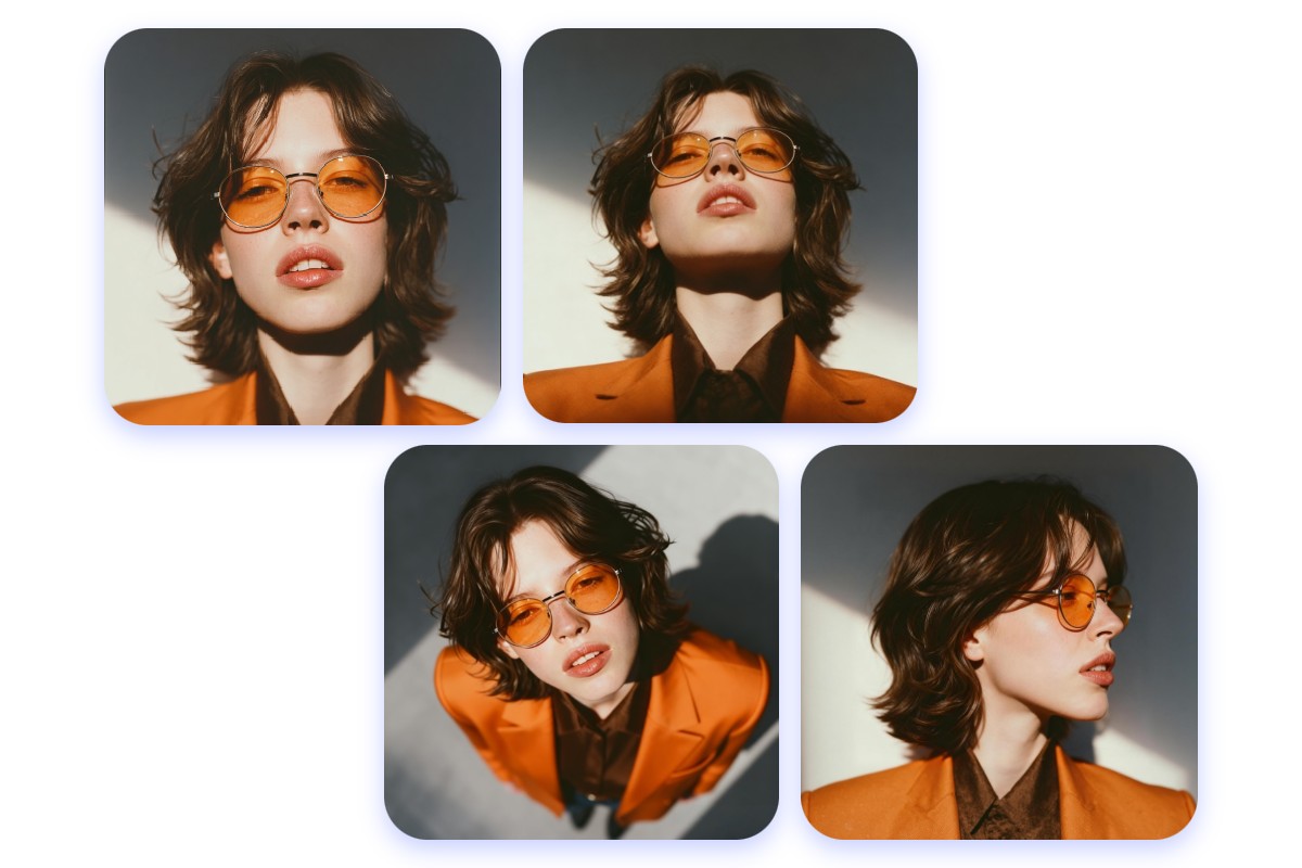 Change the angles of a female portrait photo