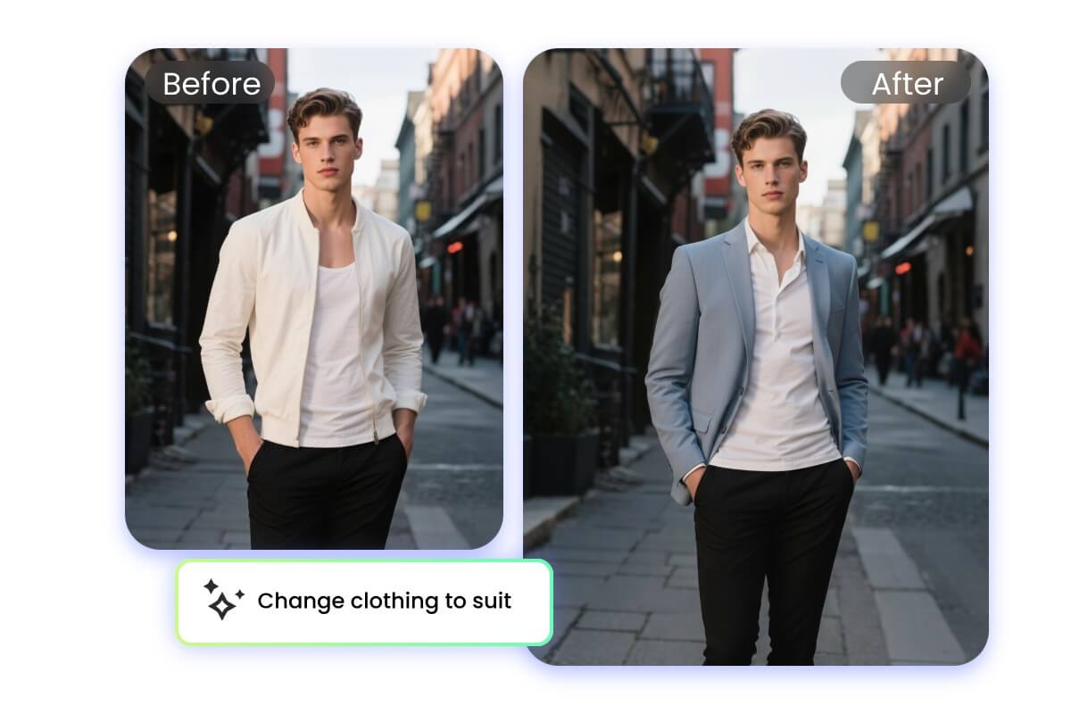Changer les vêtements d'un homme sur une image
