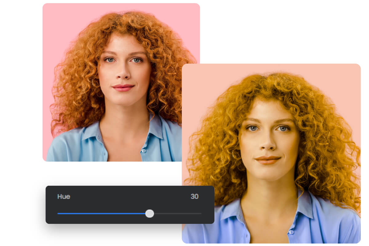 Change the color of a portrait using hue changer tool
