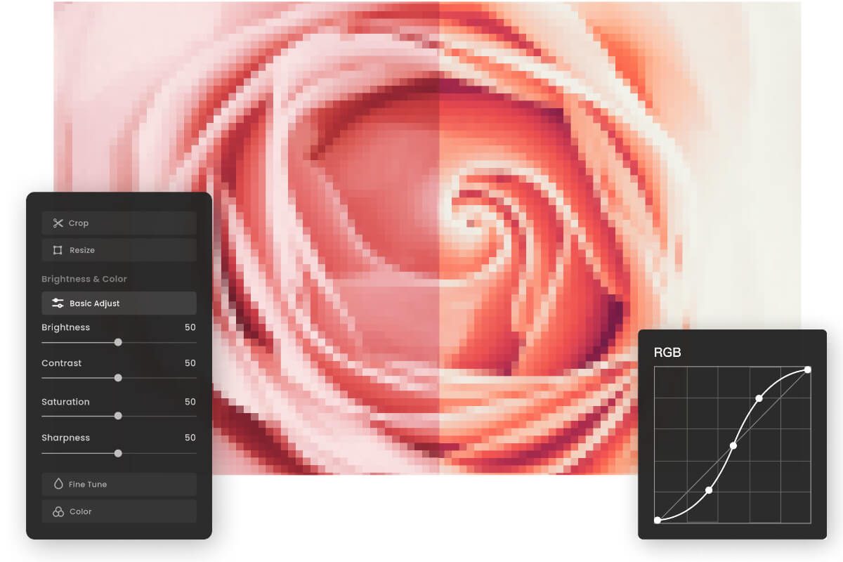 Change the contrast and brightness of flower pictures after pixeling