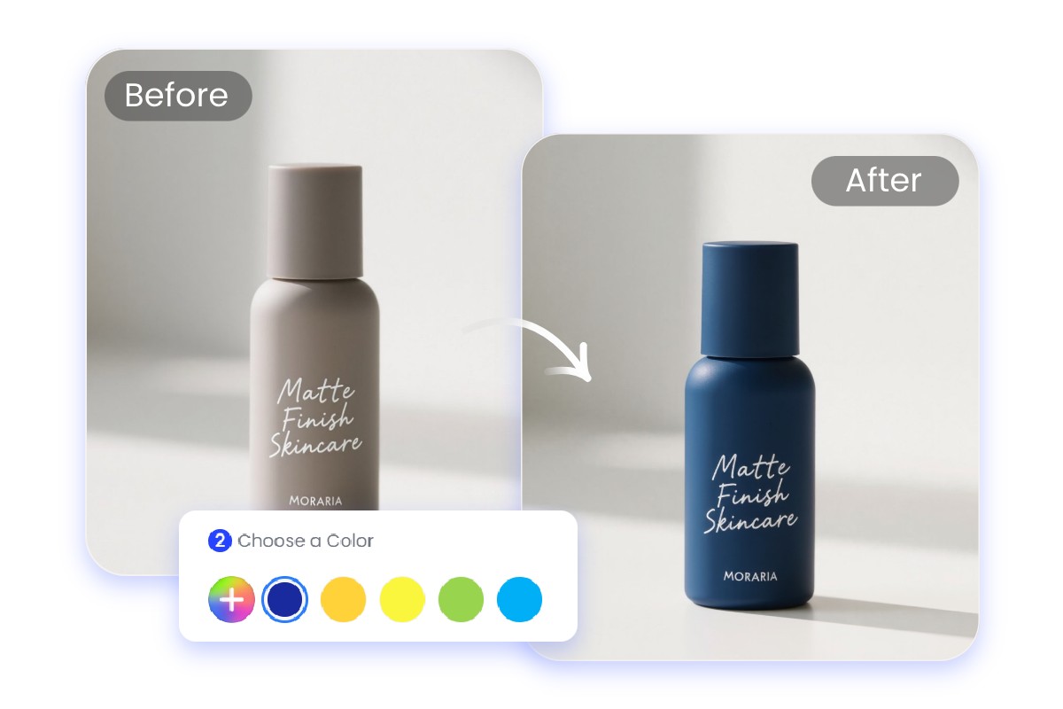 replace the gray item in the image to blue by selecting a color from multiple color options