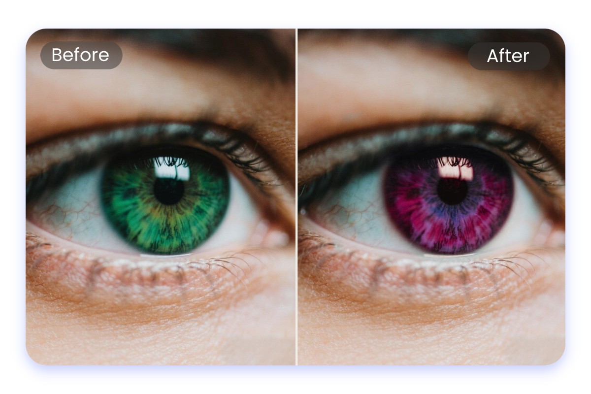 replace the green eyes in the image to pink