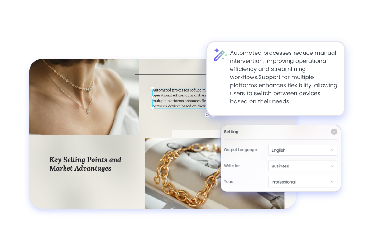 Choose a language as you need and generate presentation in fotor ai slides
