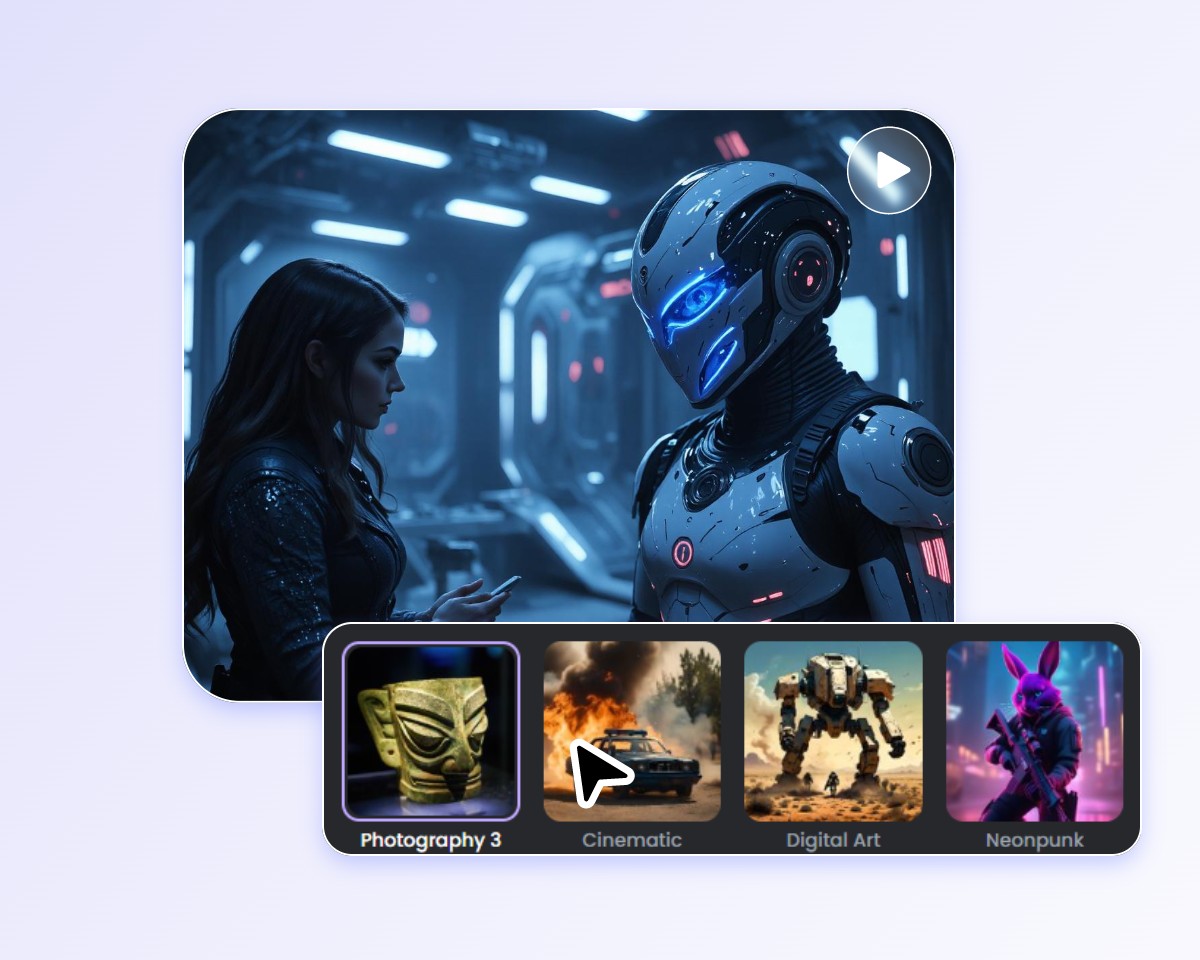 Choose a style for an ai movie of a woman and a robot