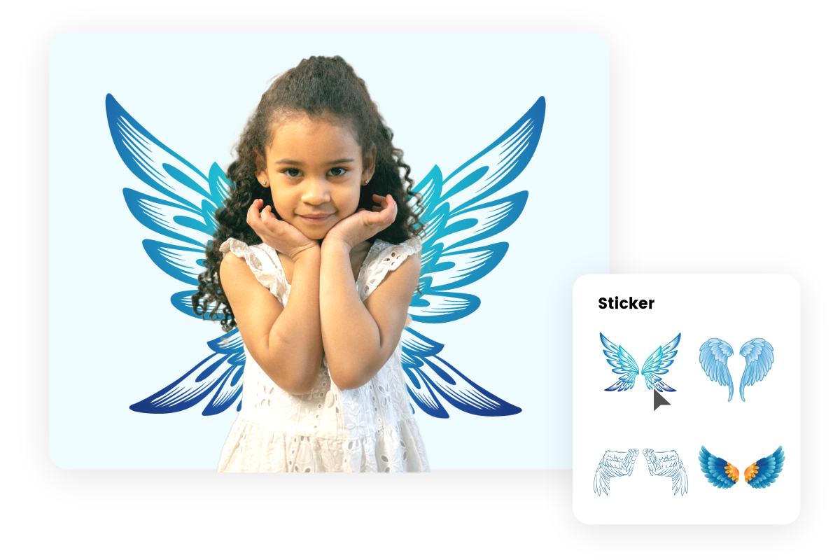 Choose an angel wing to a girls photo