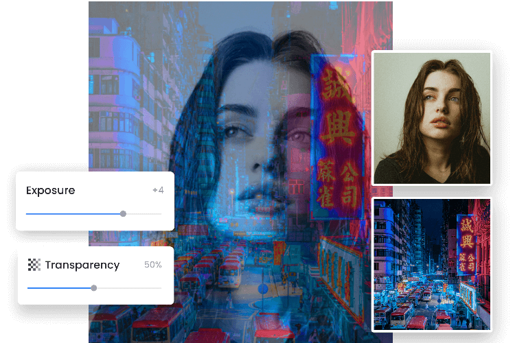 Combine a portrait and a landscape photo