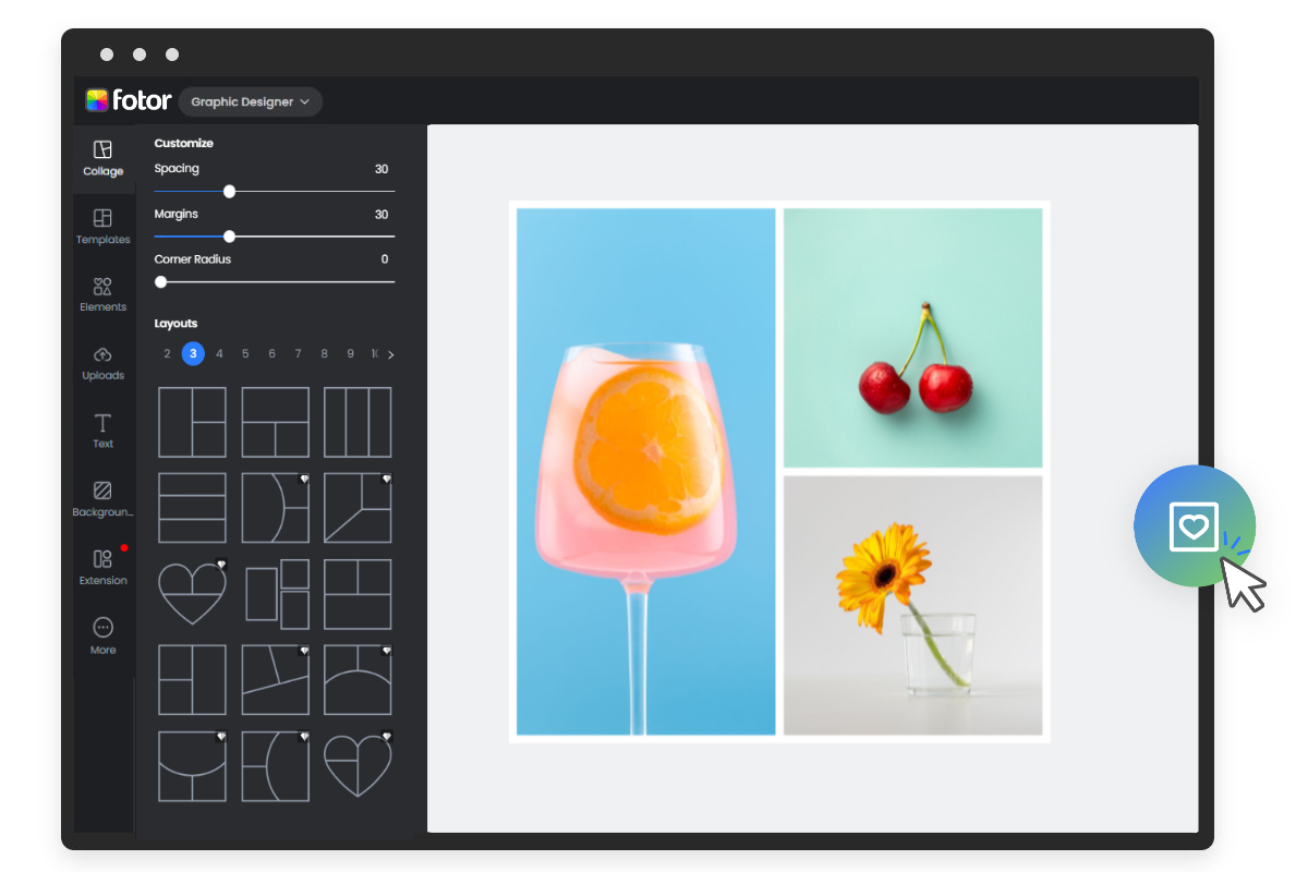 Combine three png images in fotor png combiner