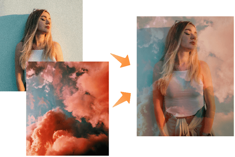 Combine two images into a double exposure photo