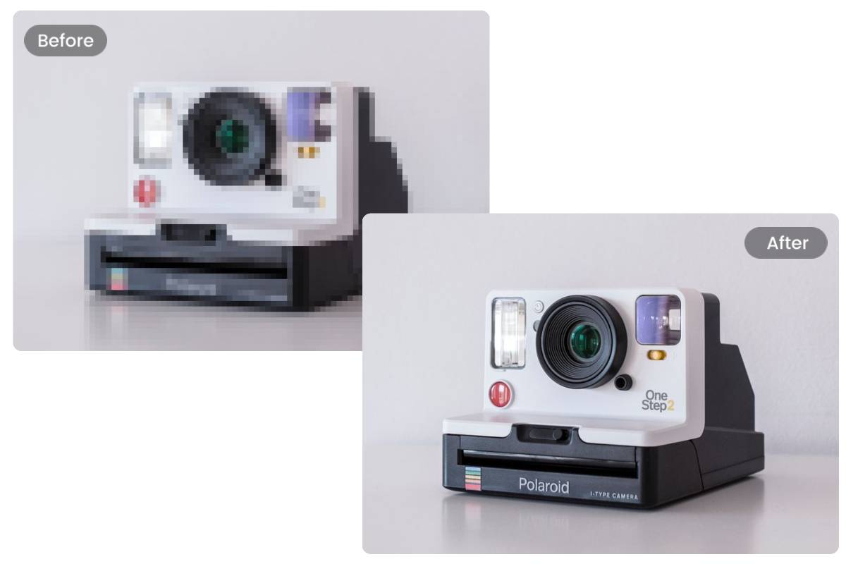 Comparison of one pixelated camera photo and clear camera photo