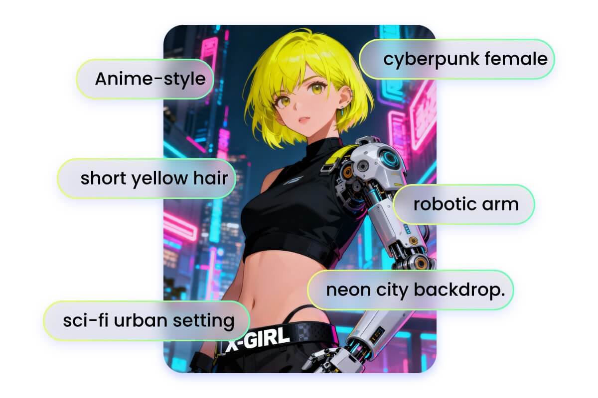 Analysiere ein Cyberpunkt-Stil Bild und eine Beschreibung daraus mit KI erstellen