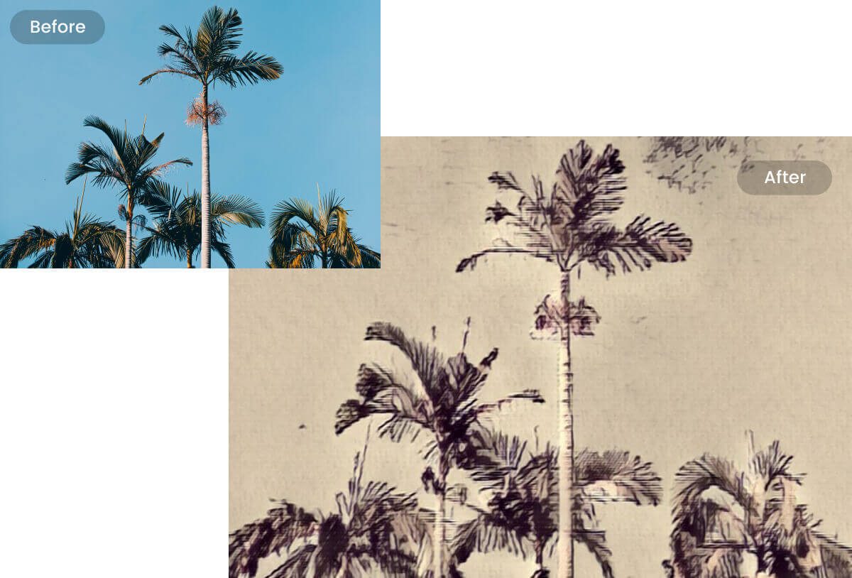 Convert landscape photo to sketch