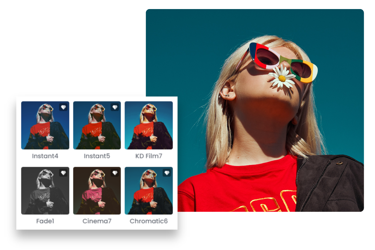Convert female image into different filters with fotor