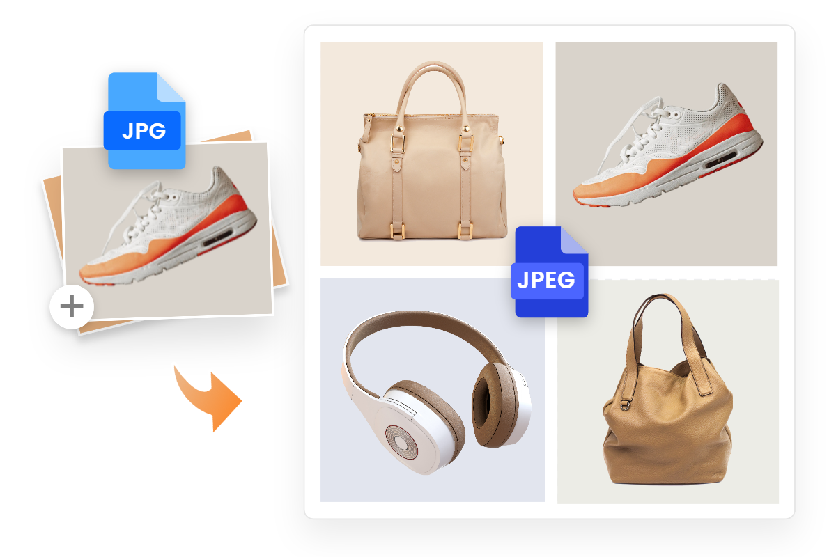 Convert multiple jpg product images to the jpeg formats using fotor jpg to jpeg converter