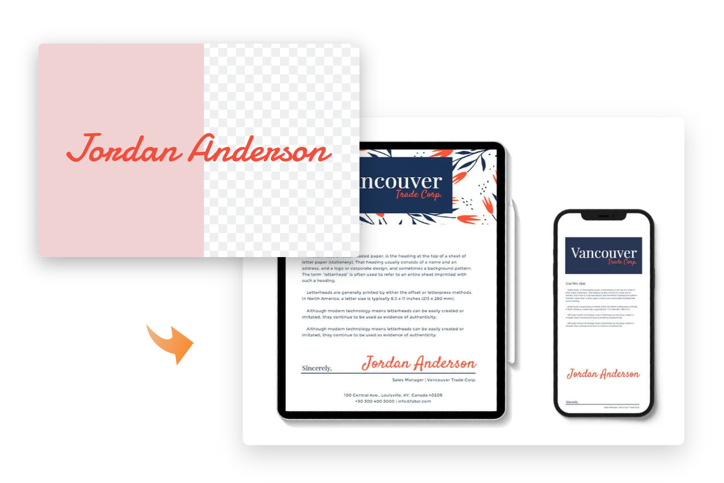 Convert signage into transparent and add to document photo