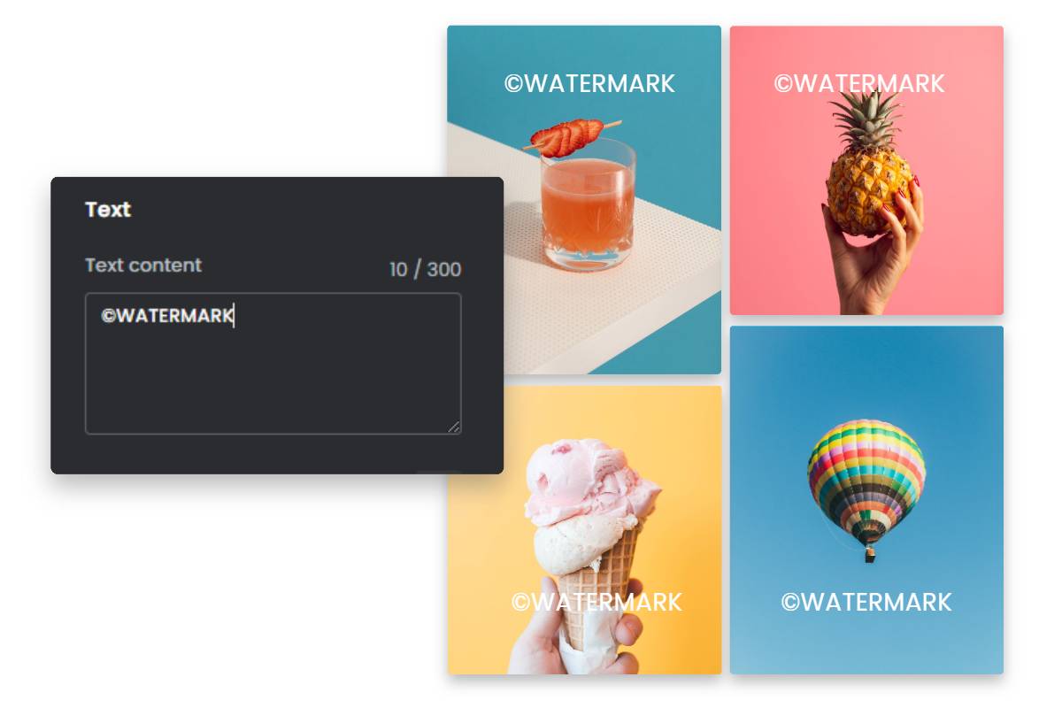 Convert text to watermark and add to images with text box