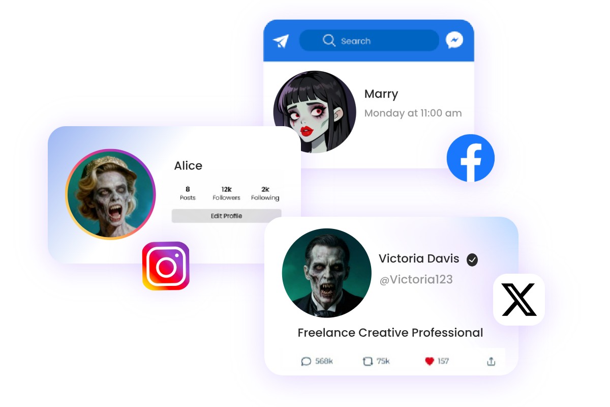 Craft zombie style profile avatars