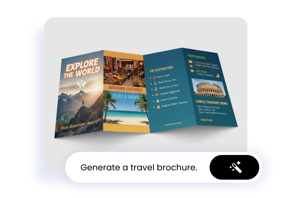 Create a brochure ai image from text prompts