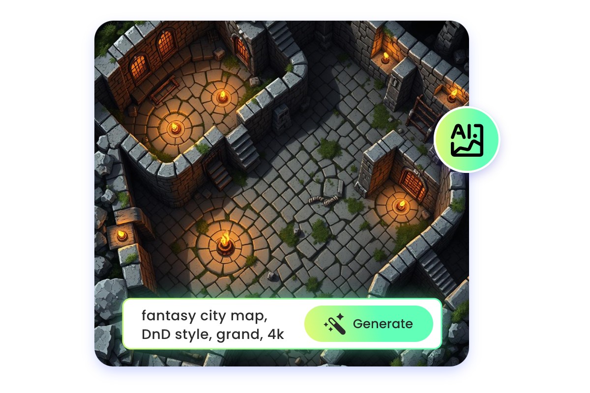 Create a dnd dungeon map from text in fotor ai
