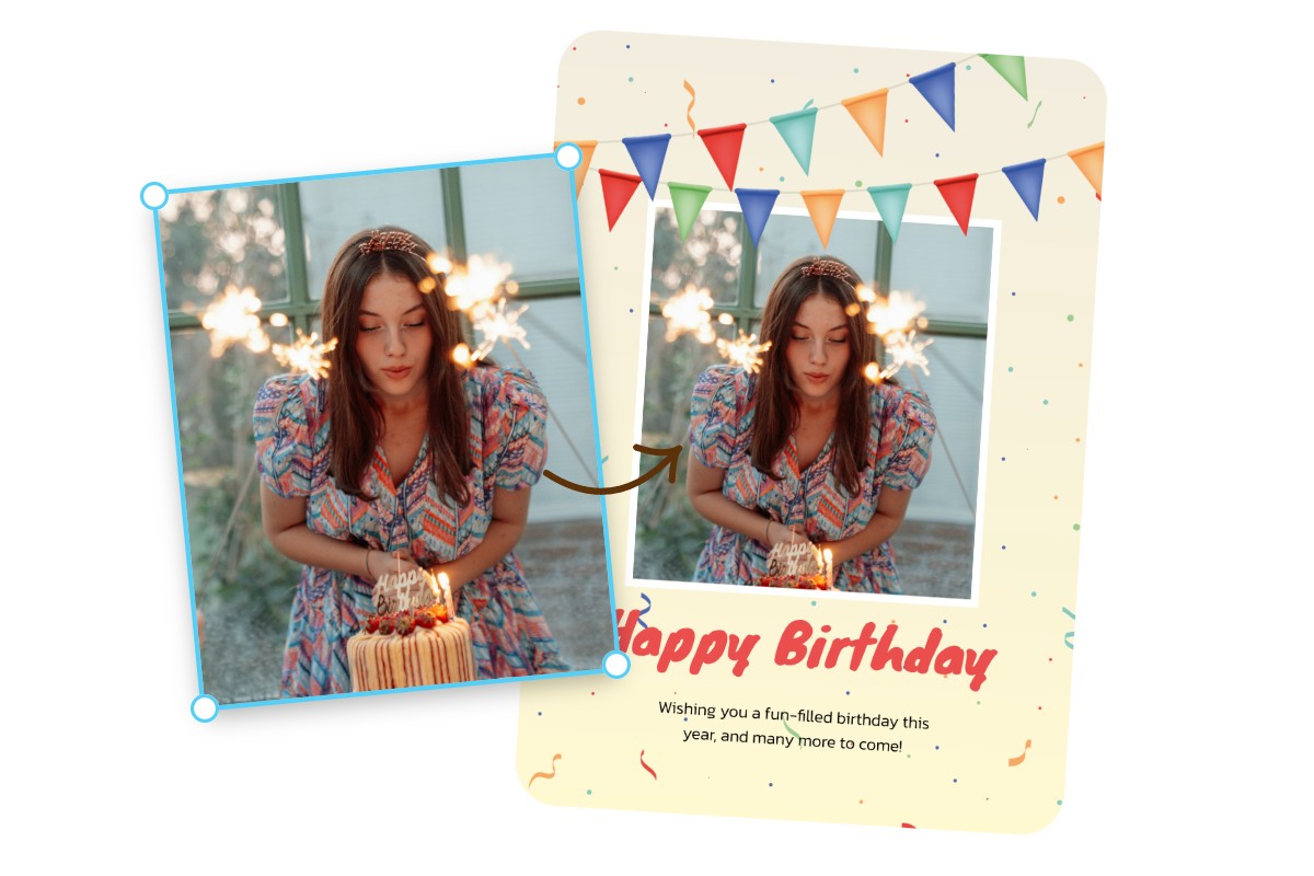 Create a poster from your picture about a lady blowing a birthday cake in fotor poster maker