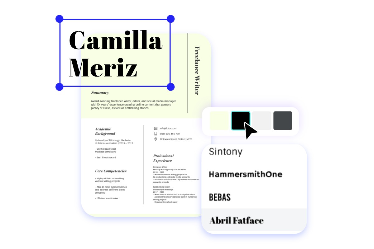 Buat resume online dengan mudah menggunakan pembuat resume Fotor