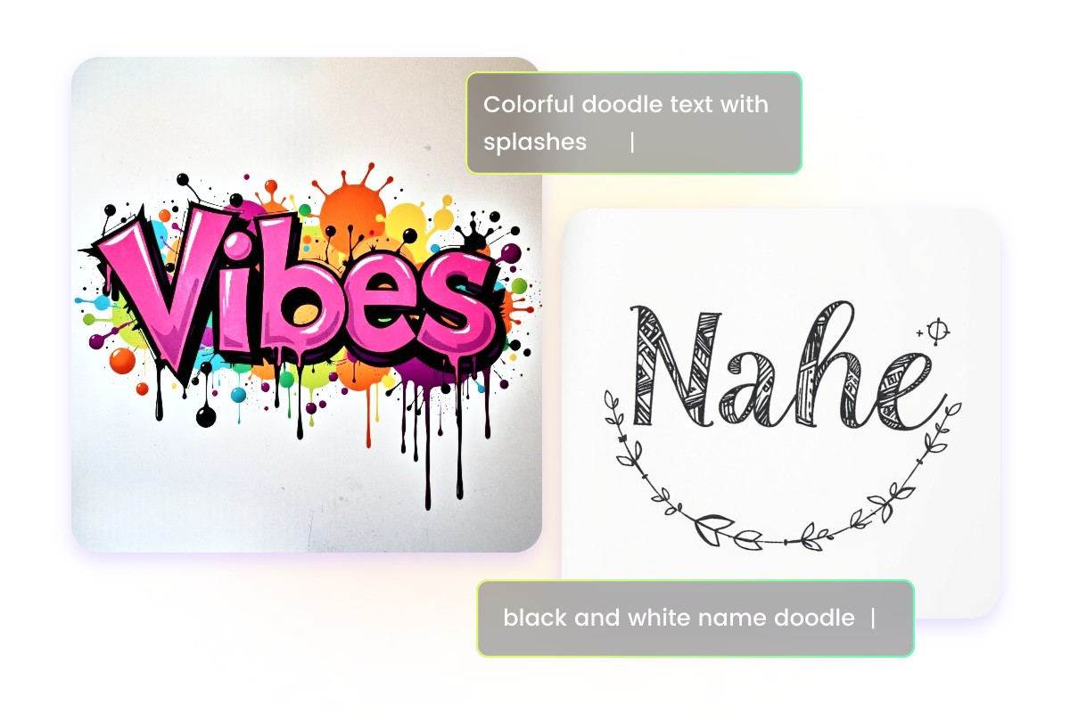 Create ai doodle text in color and black and white with fotor ai doodle generator