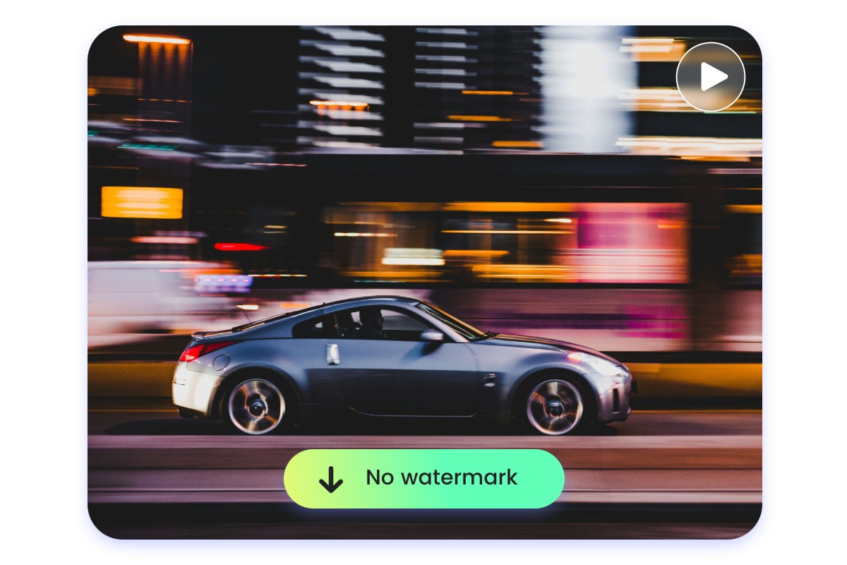Maak een AI video van een rijdende auto op basis van een foto zonder watermerk
