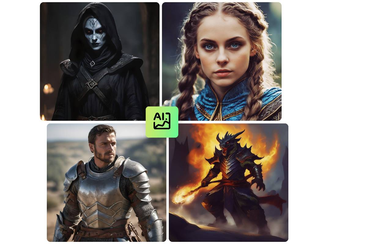 Create four different dnd characters with fotor dnd ai art generator