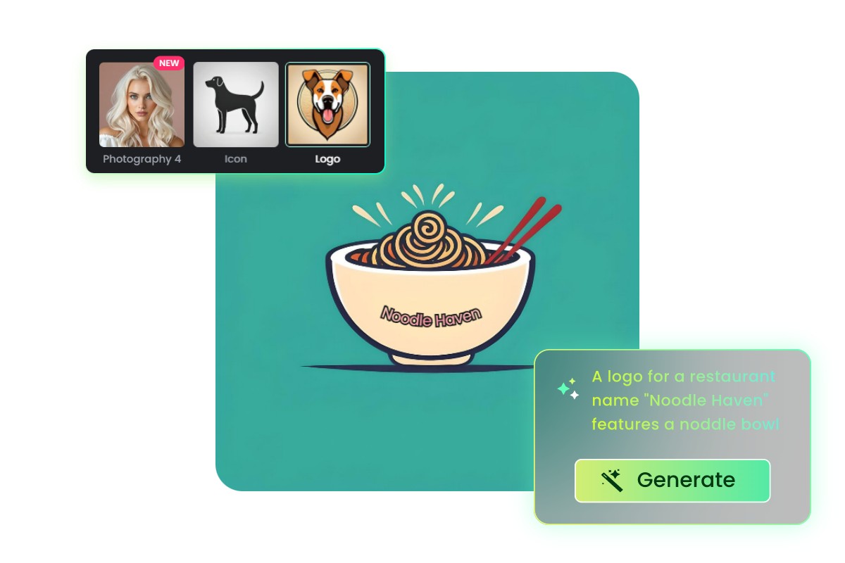 generate an ai logo design for noodles using text prompt
