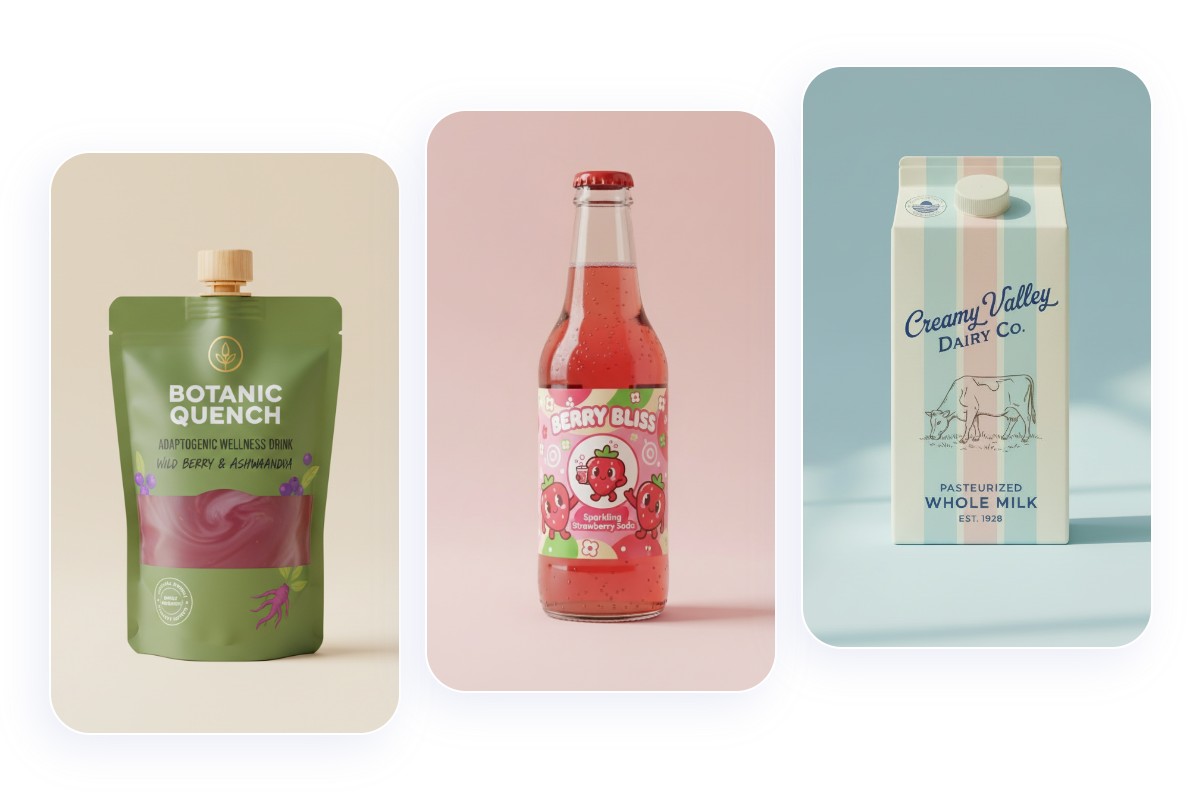 Create packaging in diverse styles such as playful modern or minimalist