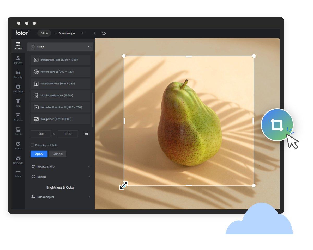 crop a pear with fotor image cropper