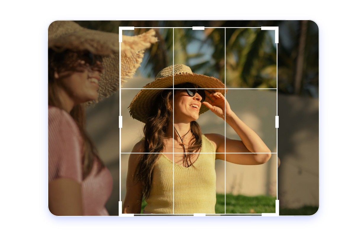 Crop a photo of two women and keep only one woman