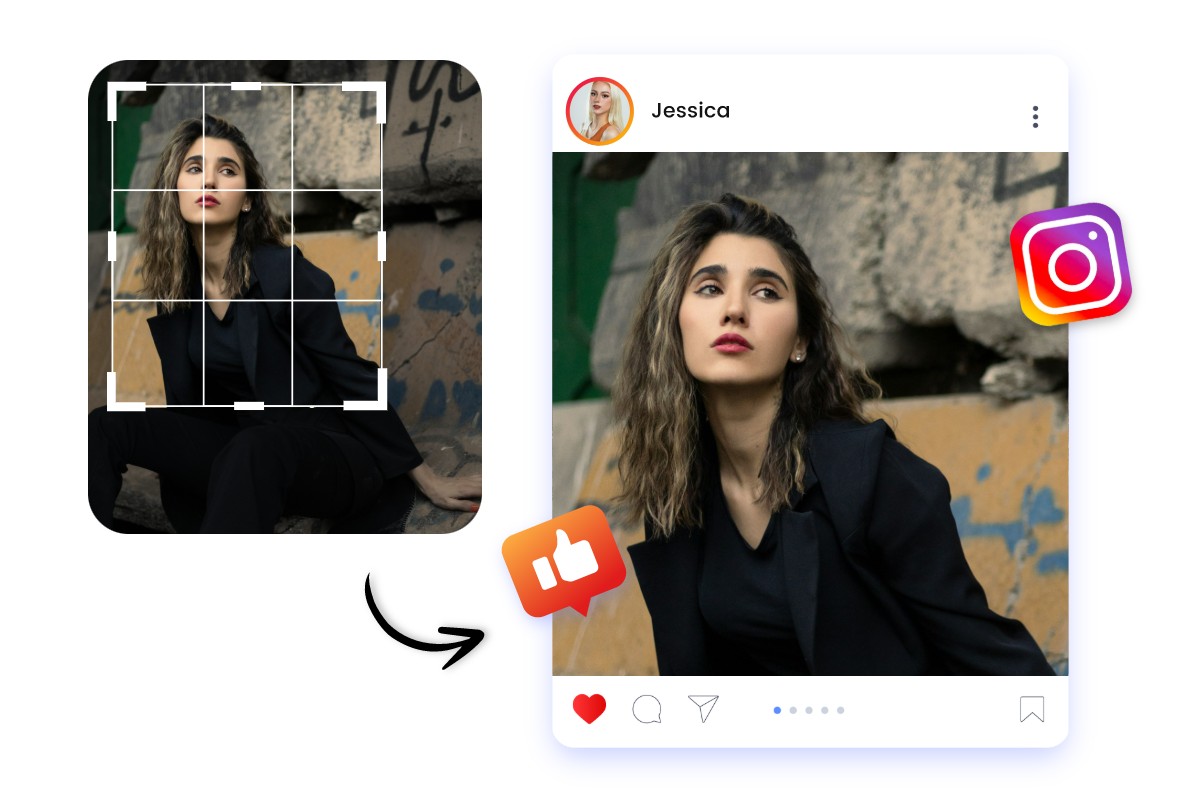 Crop a picture of a girl and share it on social media