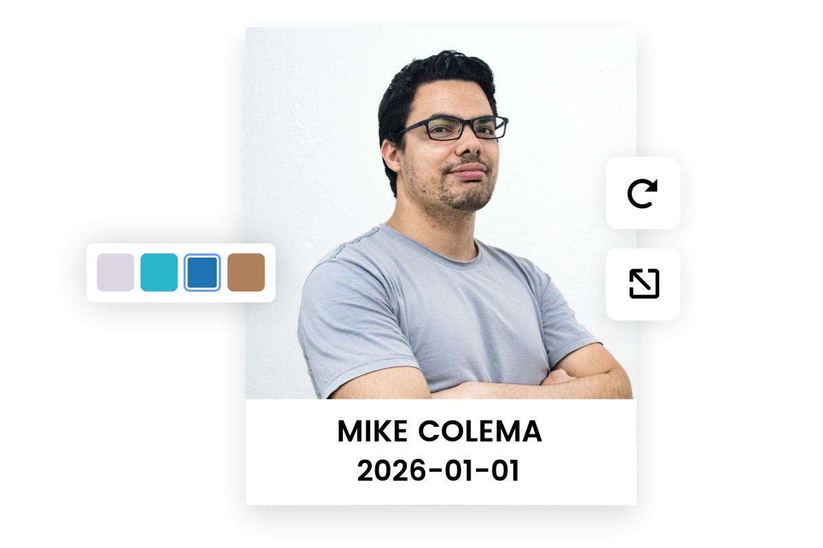 Customize name and date on a photo of a man