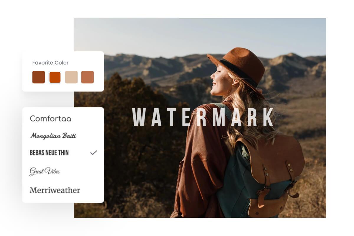 customize watermark on woman picture
