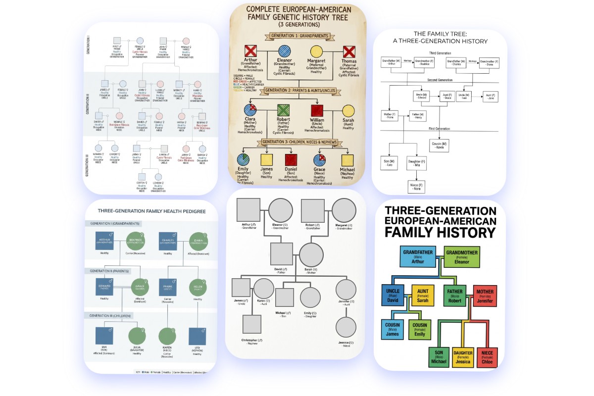 Customize with editable genogram templates