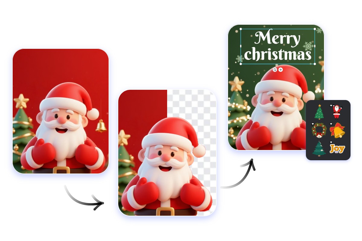 Text und Sticker zu Weihnachts-Hintergründen hinzufügen