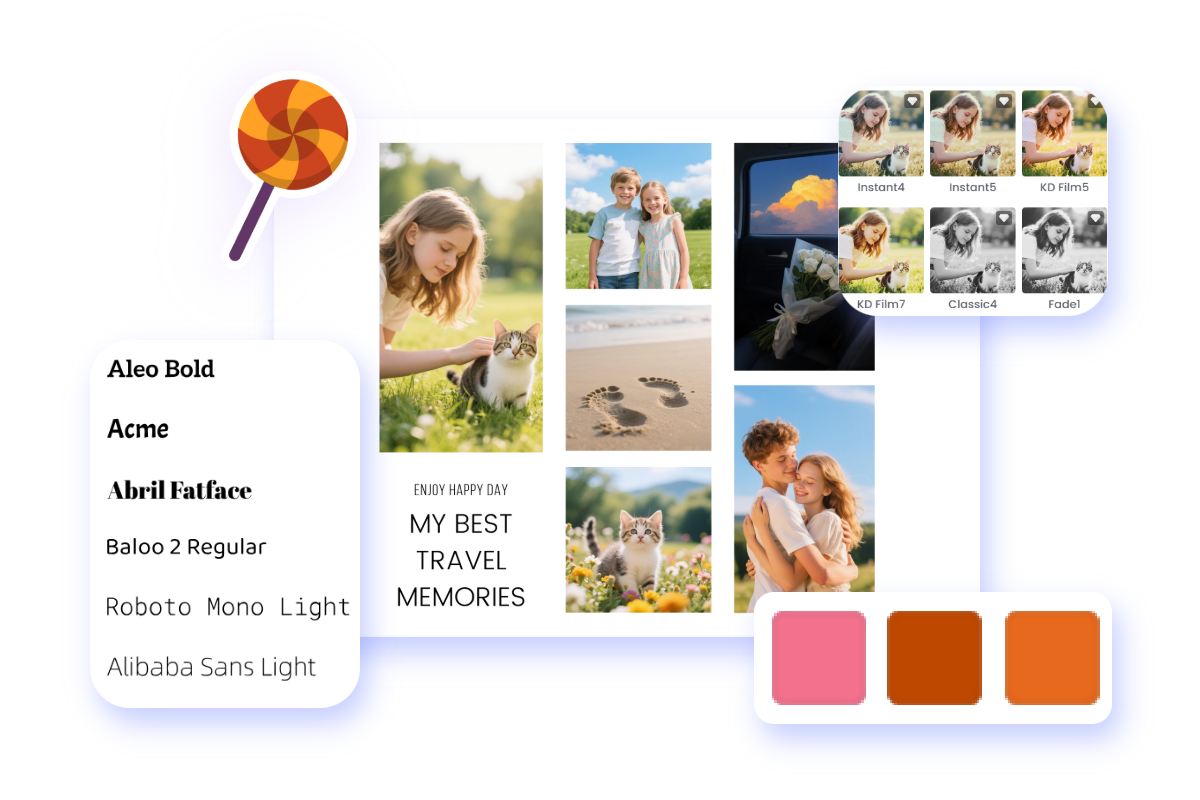 Customize your image girds with text and stickers