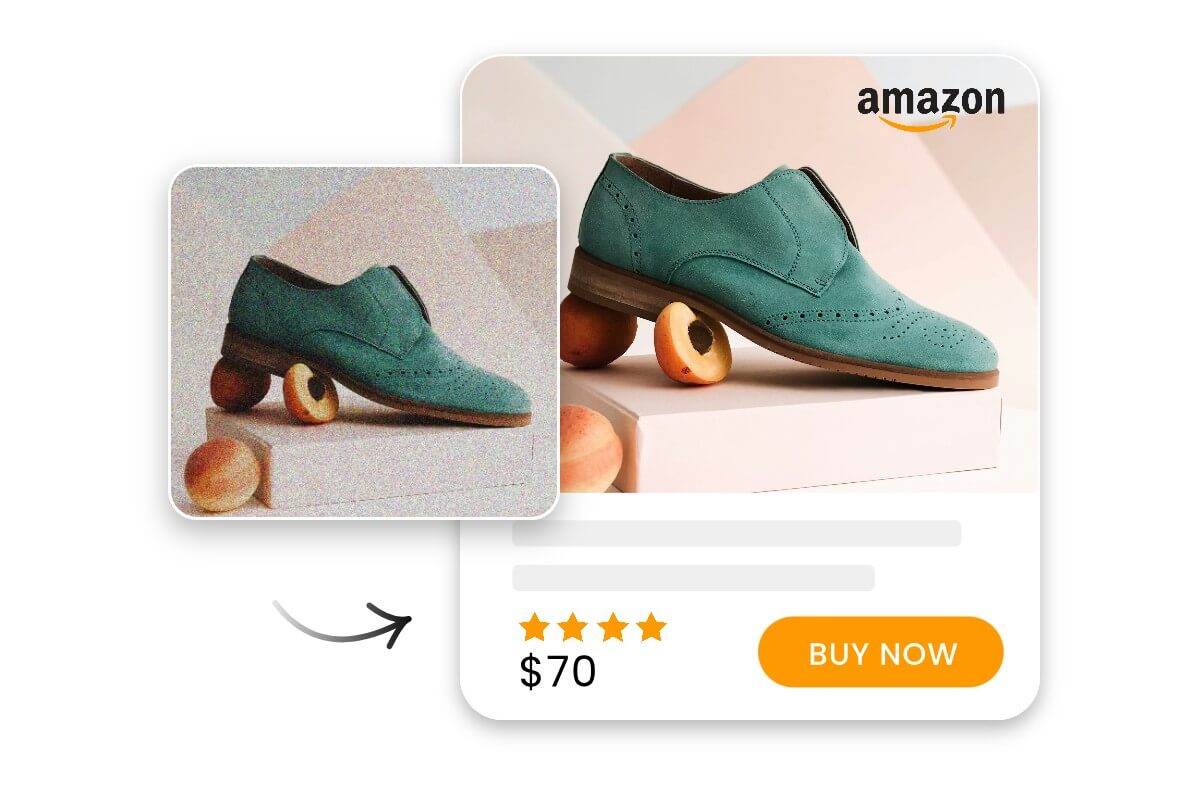 Denoise a product photo of shoes and use it on an e commerce platform