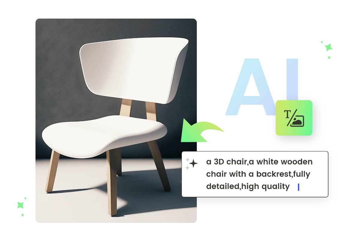 Design a chair from text with ai 3D image generator of fotor