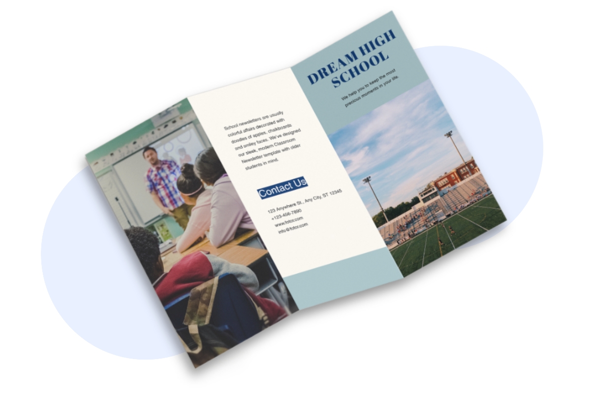 Design a school pamphlet with fotors pamphlet maker