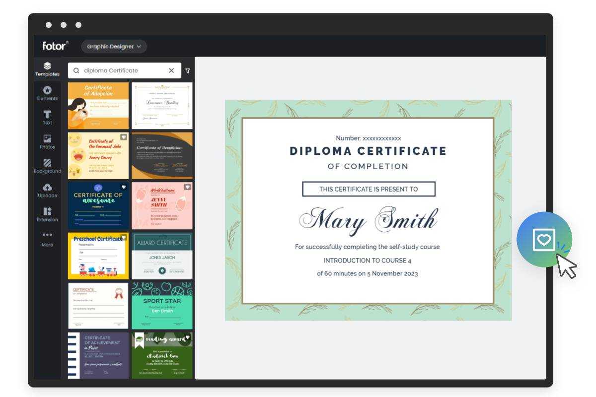 Créer un certificat de diplôme dans fotor