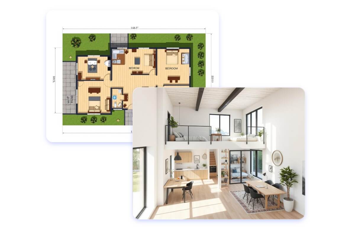 Design your floor plans in 2d or 3d style as you want from text in fotor