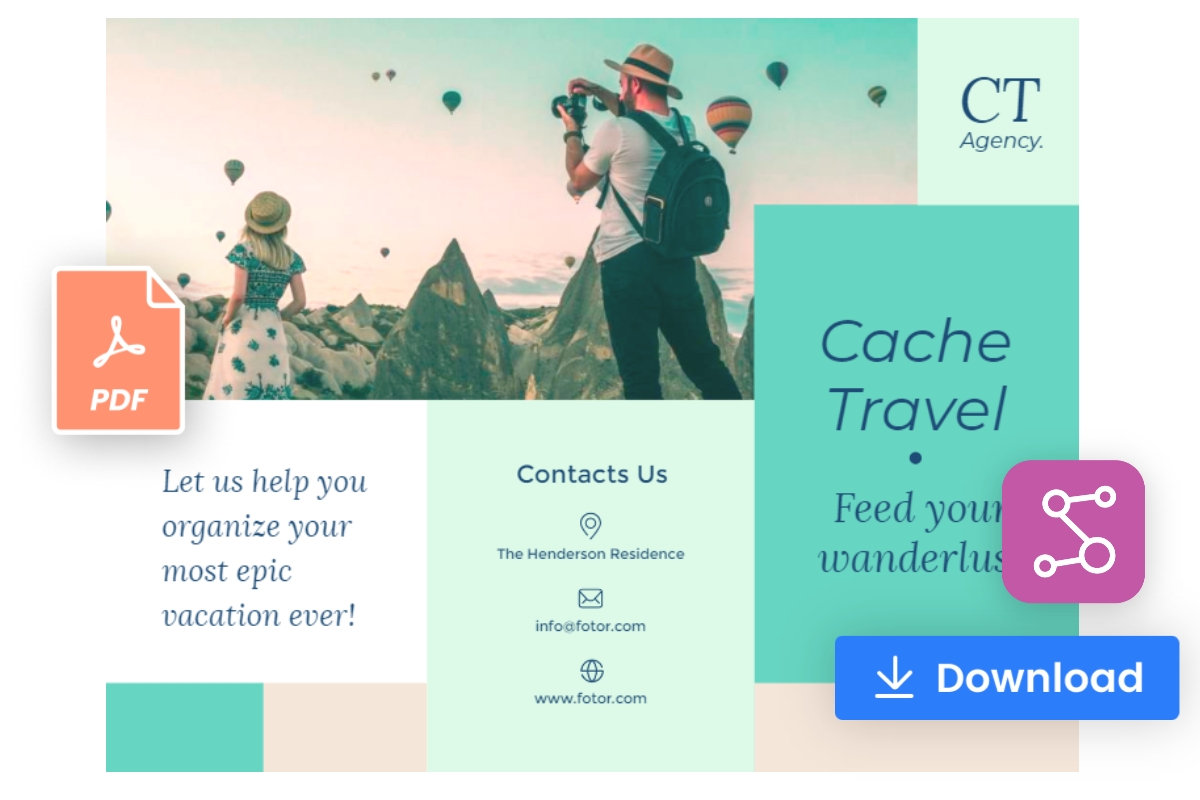 Download and share a travel pamphlet in fotor