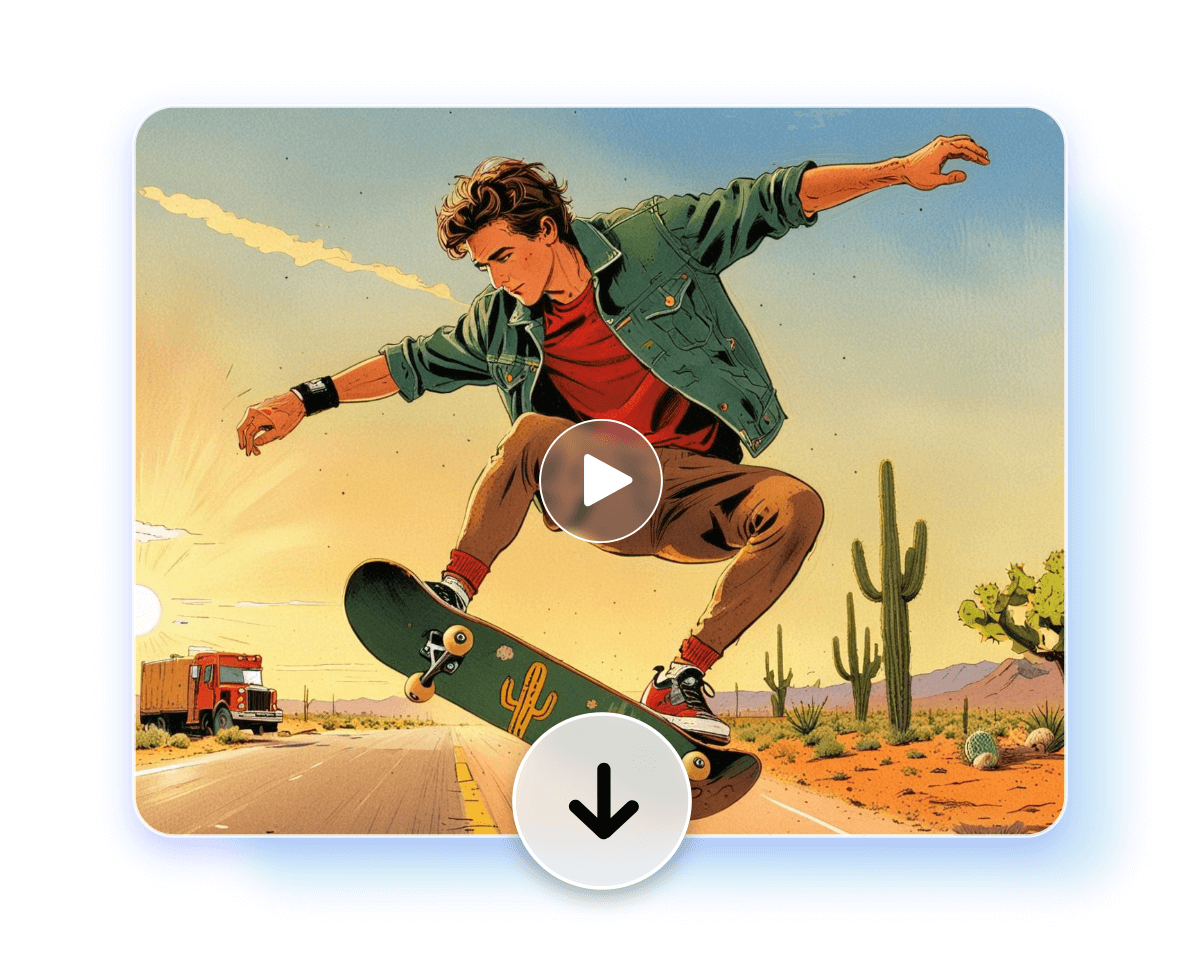 Download the cartoon version video of a sktating boy