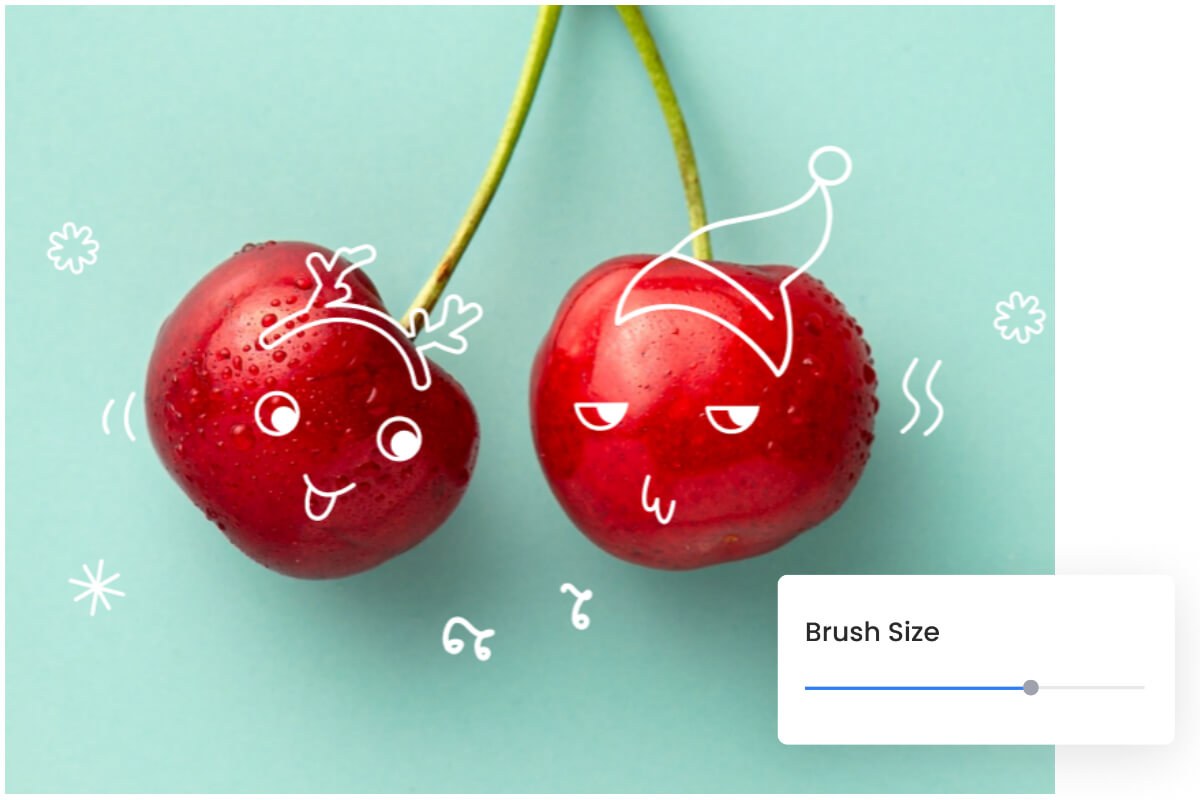 Draw on the photo of cherries