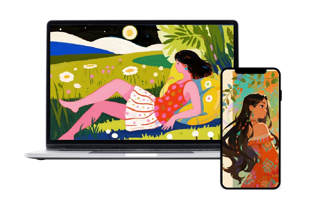 Easily create wallpapers for desktop and mobile featuring illustration style